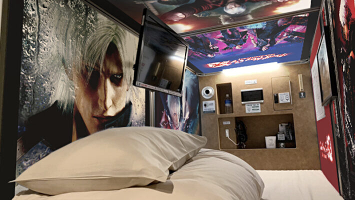 Devil May Cry vai decorar o Nagoya Capsule Hotel em abril de 2022 no Japao .