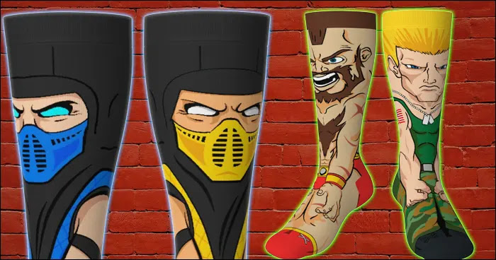 Você quer algumas meias clássicas de Street Fighter e Mortal Kombat?