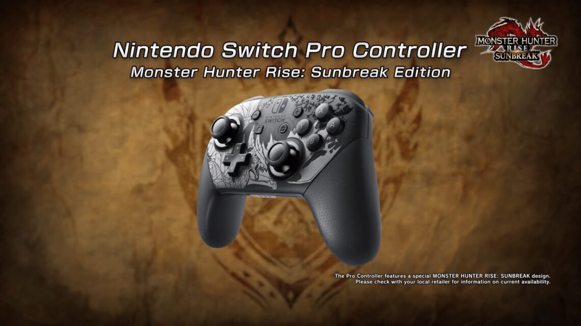 Nintendo revela bonito Nintendo Switch Pro Controller com o tema Monster Hunter Rise: Sunbreak.