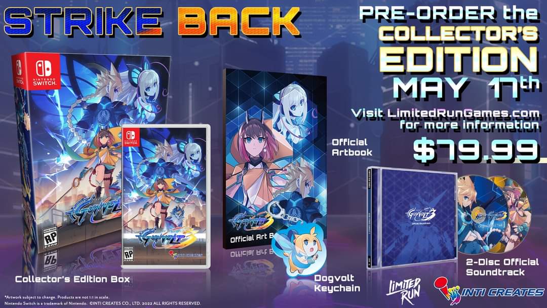 Azure Striker Gunvolt 3 ganha edição física para Nintendo Switch pela Limited Run Games.