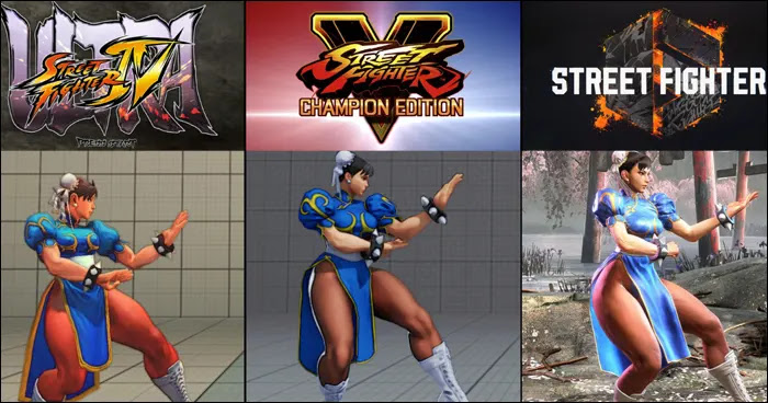 Qual versão dos trajes clássicos de Ryu, Chun-Li e Guile fica melhor entre Street Fighter 6, 5 e 4 ?