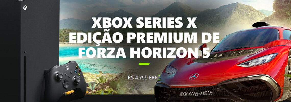 Microsoft informa bundle do Xbox Series X com Forza Horizon 5 Premium Edition.