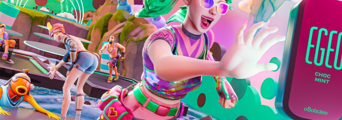 O Boticário criação universo inédito e exclusivo no Fornite para lançamento de fragrâncias.