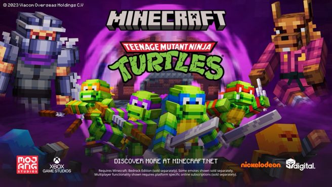 Minecraft revelou um DLC das Teenage Mutant Ninja Turtles em 1º de agosto de 2023.